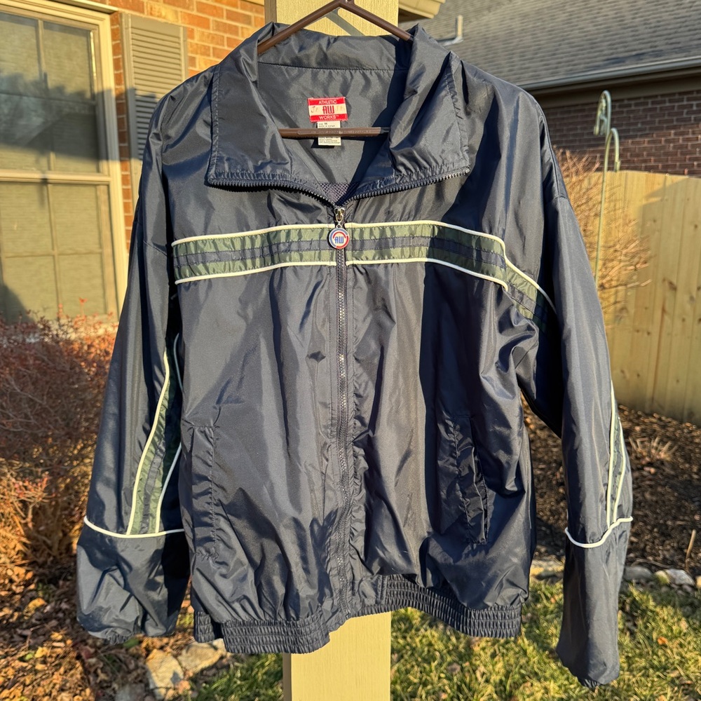 AW-Athletic Works, Men’s Size M, Nylon, Navy Jacket/Windbreaker, Mesh Lining.ERC